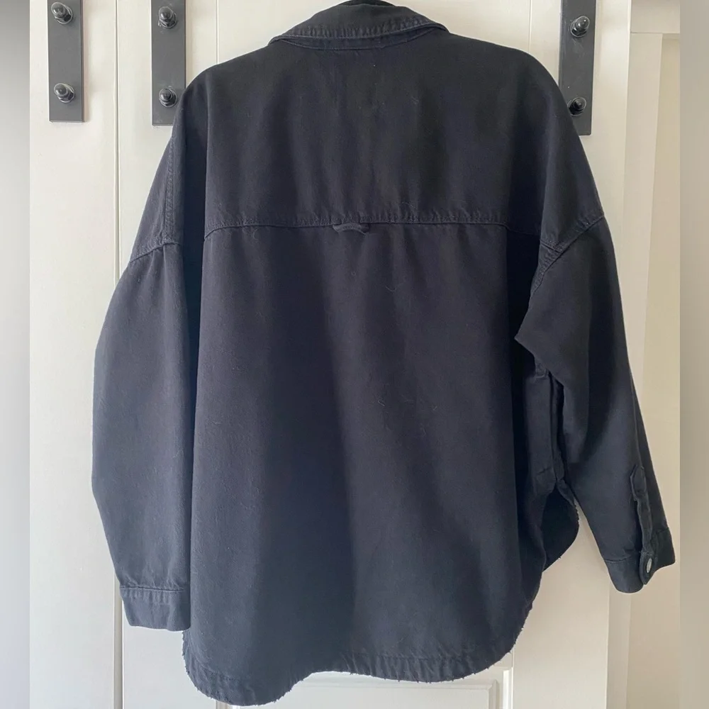 Zara Black Denim Shirt Jacket - Picture 2 of 3